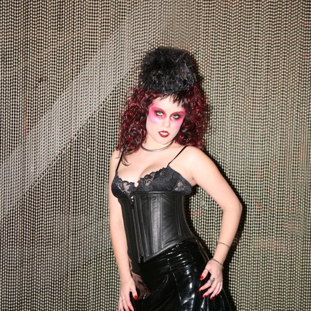 Black leather corset